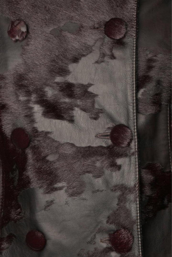 BOSS Size 8 Leather & Pony Hair Coat