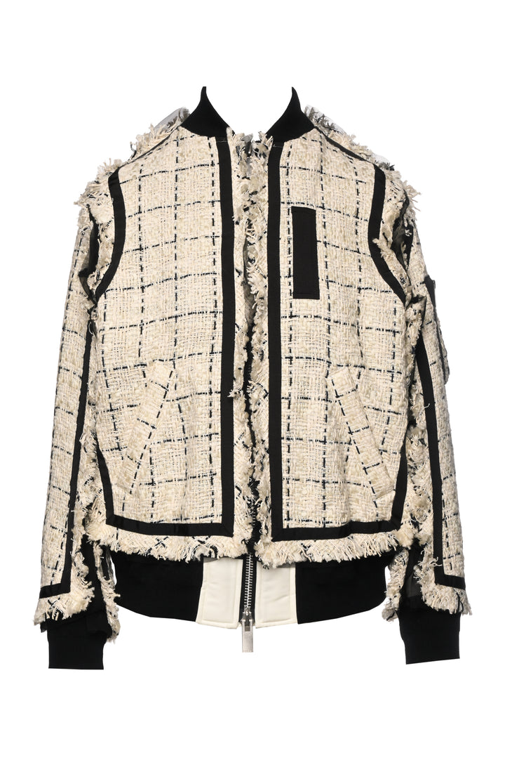 Sacai Size 3 Tweed Oversized Bomber Jacket