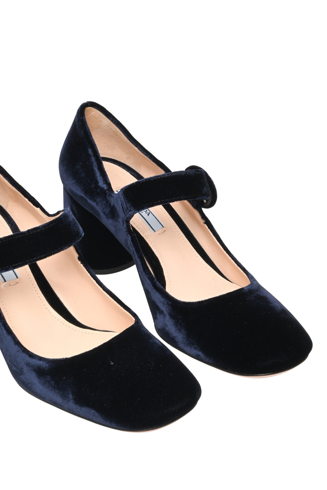 Prada Size 37.5 Velvet Mary Jane Pumps