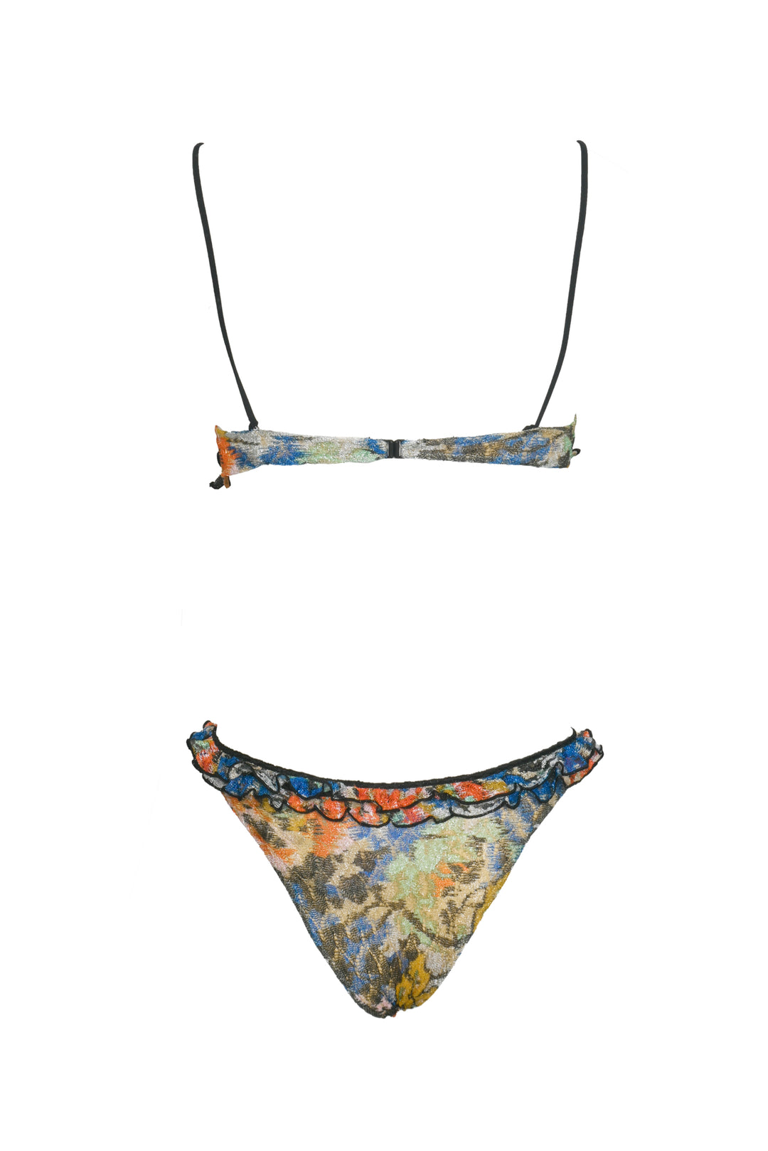 Missoni Mare Size 4 Multi-colour Ruffle Bikini Top & Bottom Swimsuit