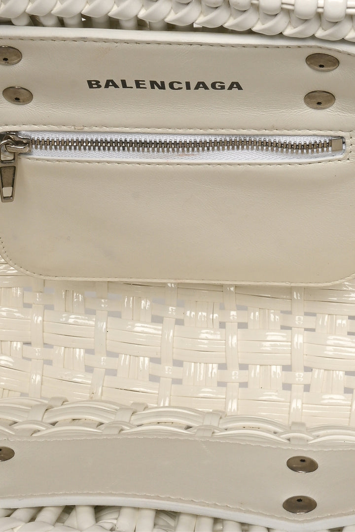 Balenciaga Bistro XS Woven Faux Leather Basket Bag Tote