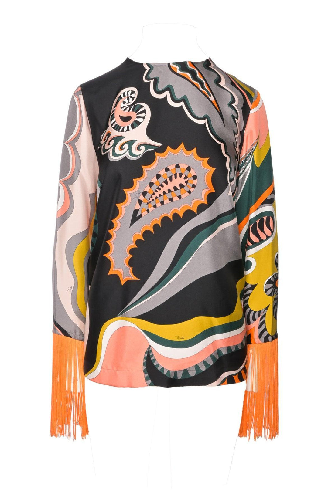Emilio Pucci Size 6 Paisley Print Silk Tops