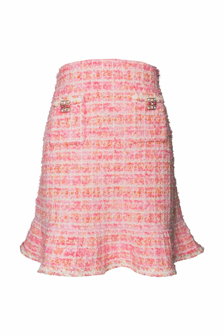 Self Portrait Size L Check Knit Skirt