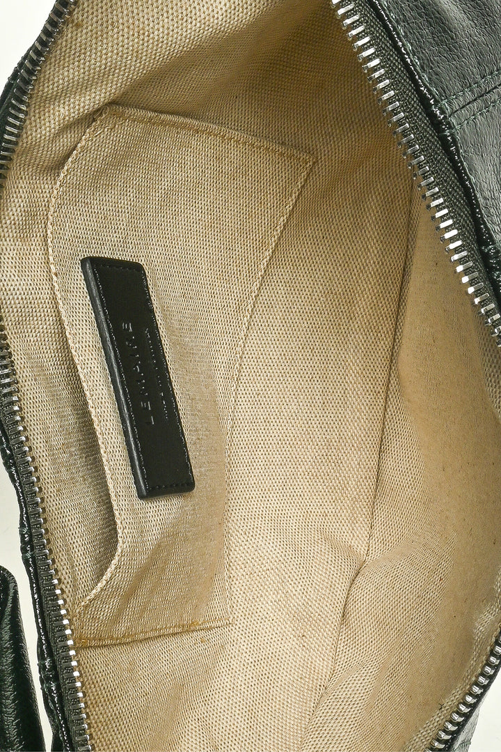 Lemaire Dark Forest Green Small Coated Canvas Croissant Crossbody Bag