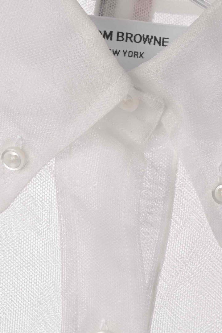 Thom Browne Size 42 Sheer Mesh Mid-Length Shirt Dress