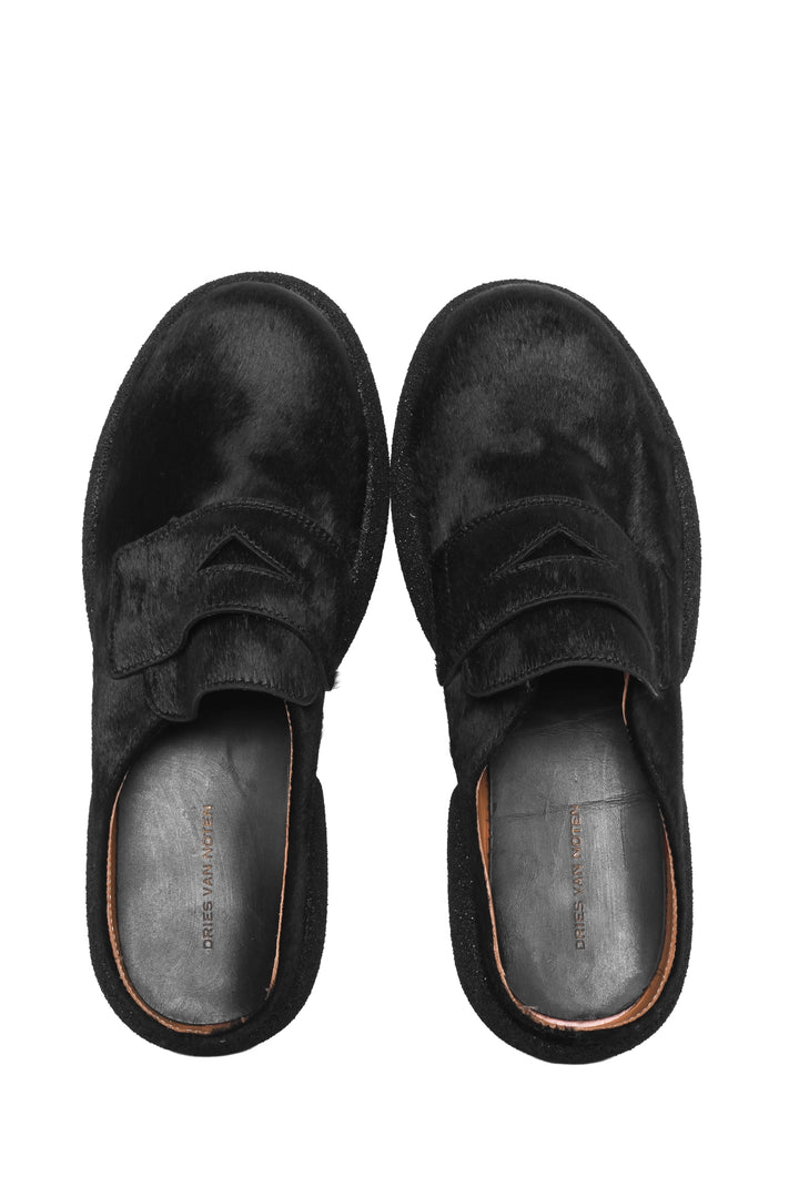 Dries Van Noten Size 37 Pony Hair Slip On Loafers