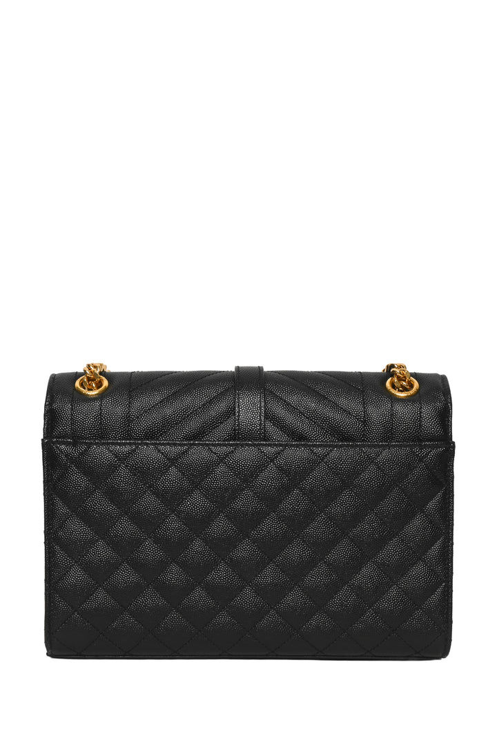 Saint Laurent 2019 Medium Quilted Grain De Poudre Leather Envelope Shoulder Bag