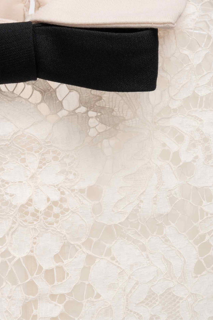 Valentino Size 38 Sleeveless Bow & Lace Wool Mini Dress