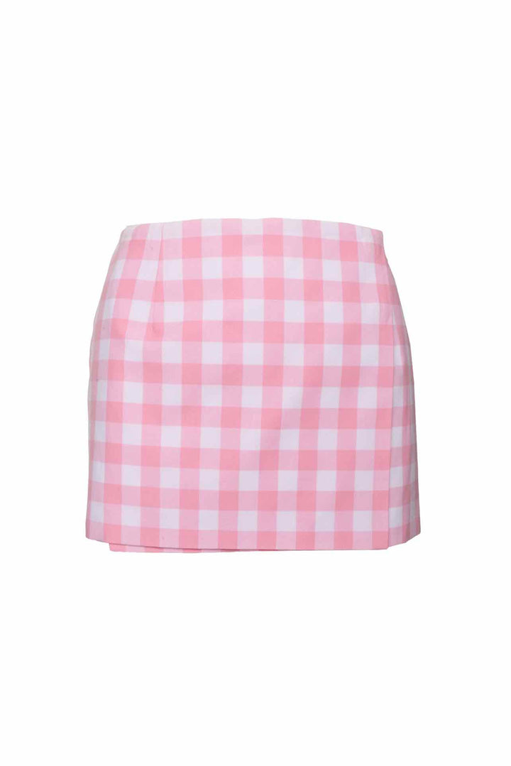 Prada Size 0 2023 Check Wrap Mini Skirt