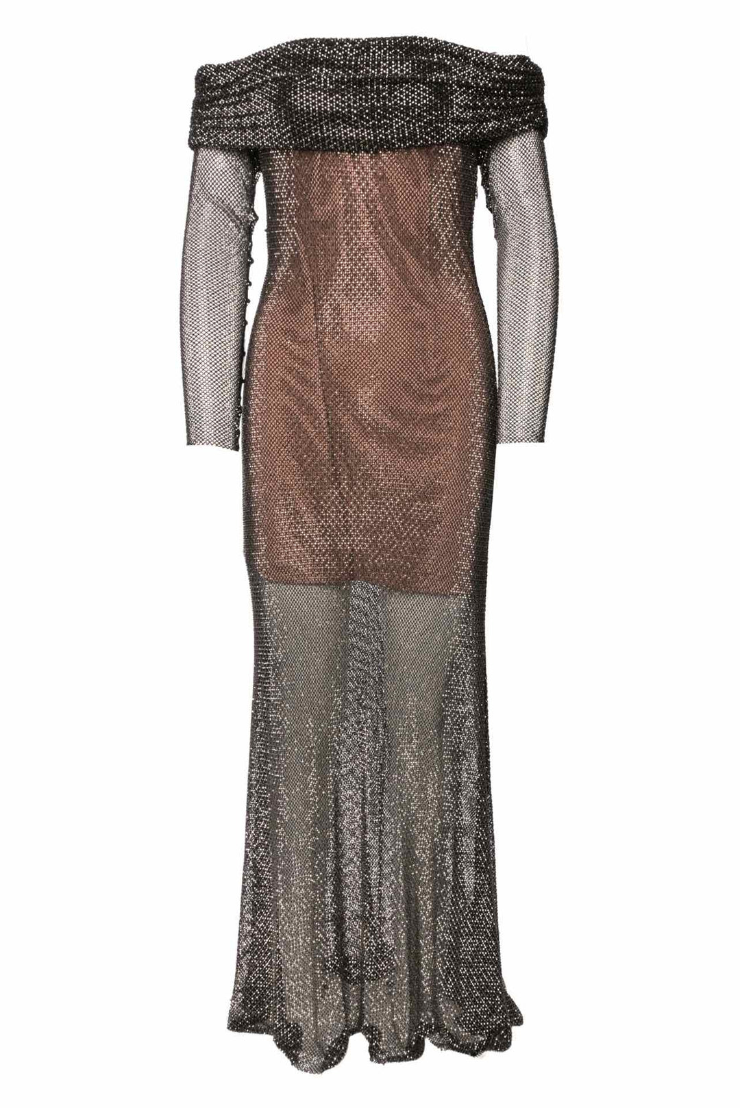 Self Portrait Size 8 Rhinestone Fishnet Maxi Dress