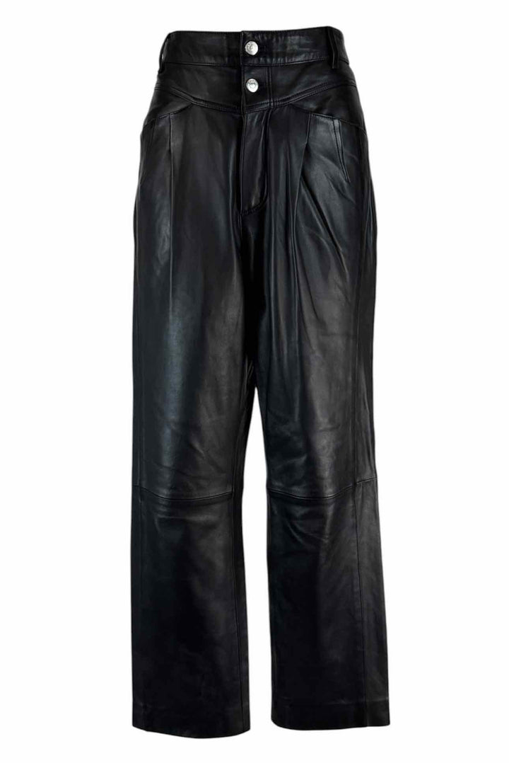 Iro Size 38 Pleated High Waisted Leather Pants