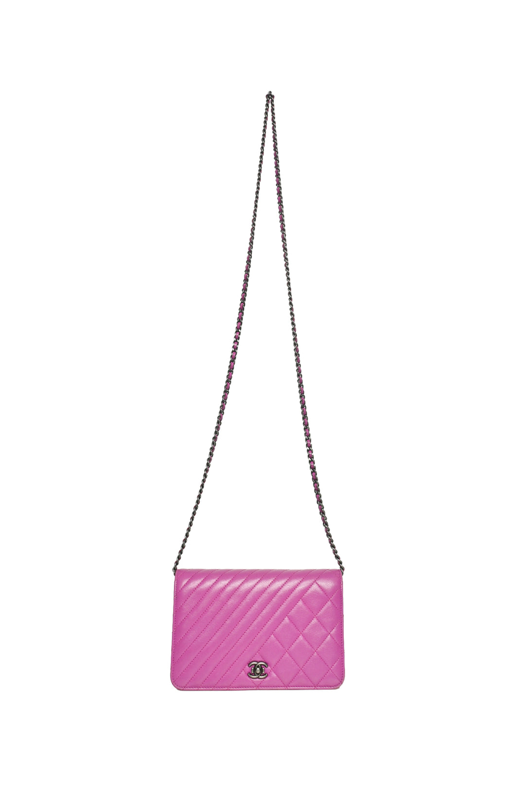 Chanel 2014-2015 Coco Boy Quilted Lambskin Wallet On Chain Crossbody