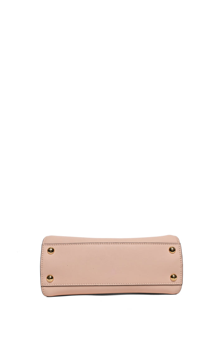 Fendi Vitello Seta Canvas FF Embroidered Mini Peekaboo Iconic Satchel