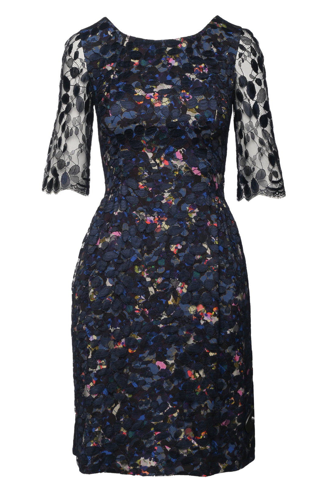Erdem Size 4 Lace Overlay Floral Knee Length Dress