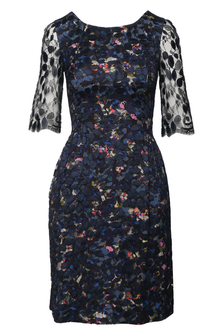Erdem Size 4 Lace Overlay Floral Knee Length Dress