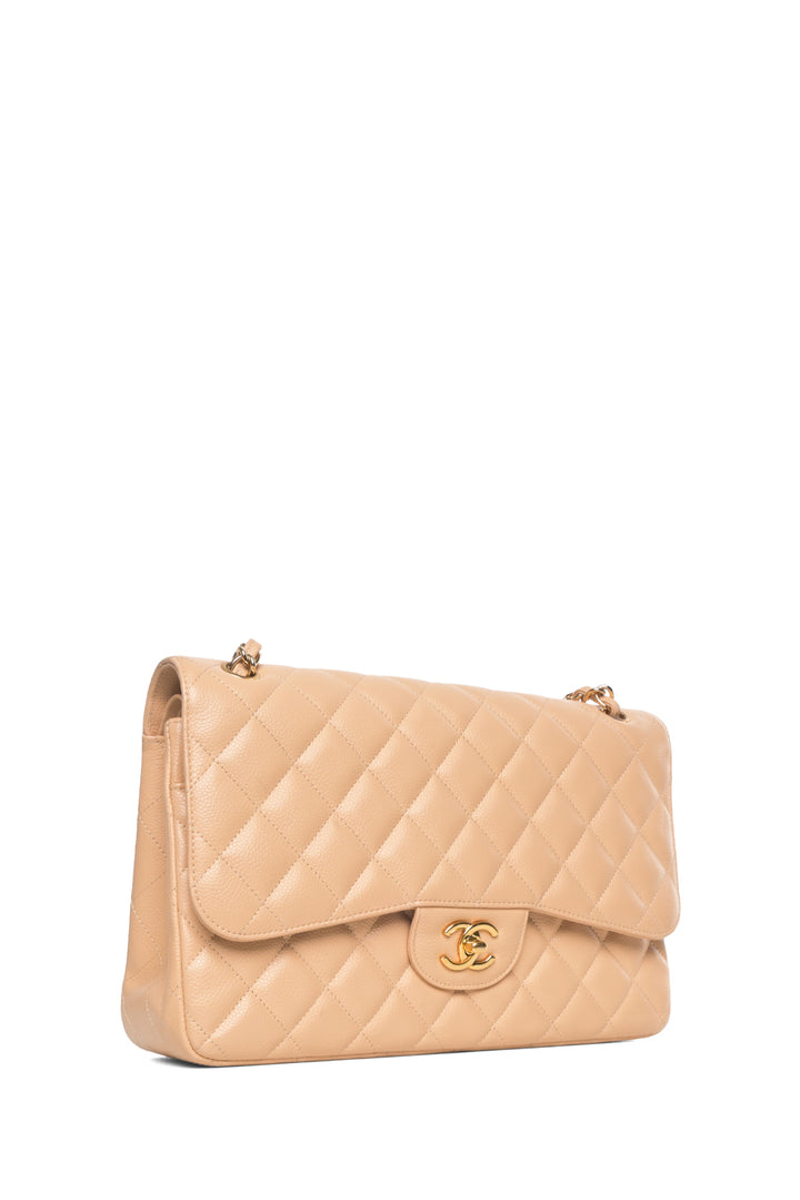 Chanel Jumbo Caviar Leather Double Flap Bag