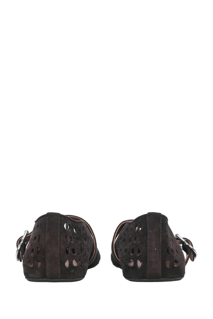 Alaia Size 38.5 Laser-cut Suede Ballet Flats