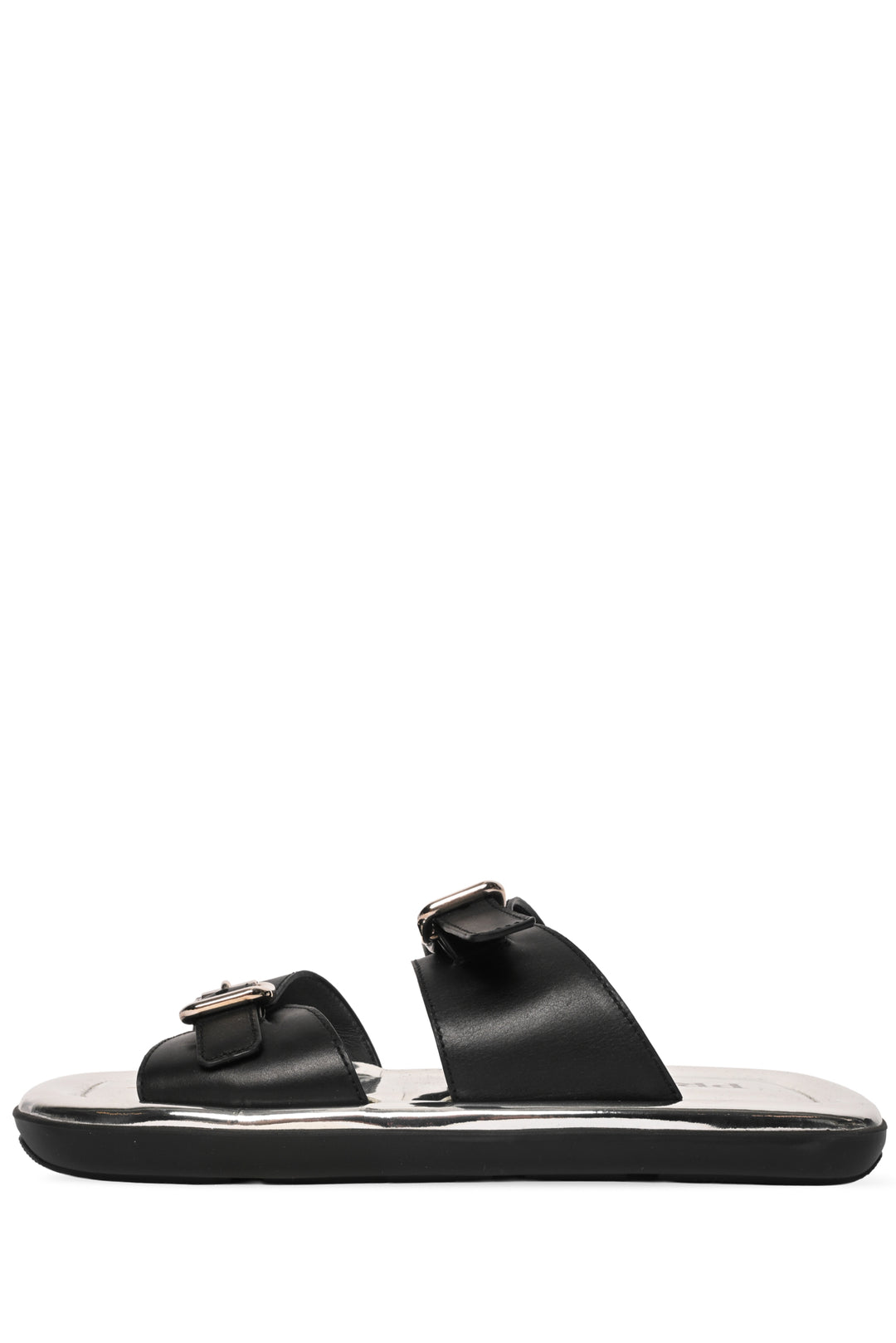 Prada Size 38 Buckled Flat Square Toe Sandals