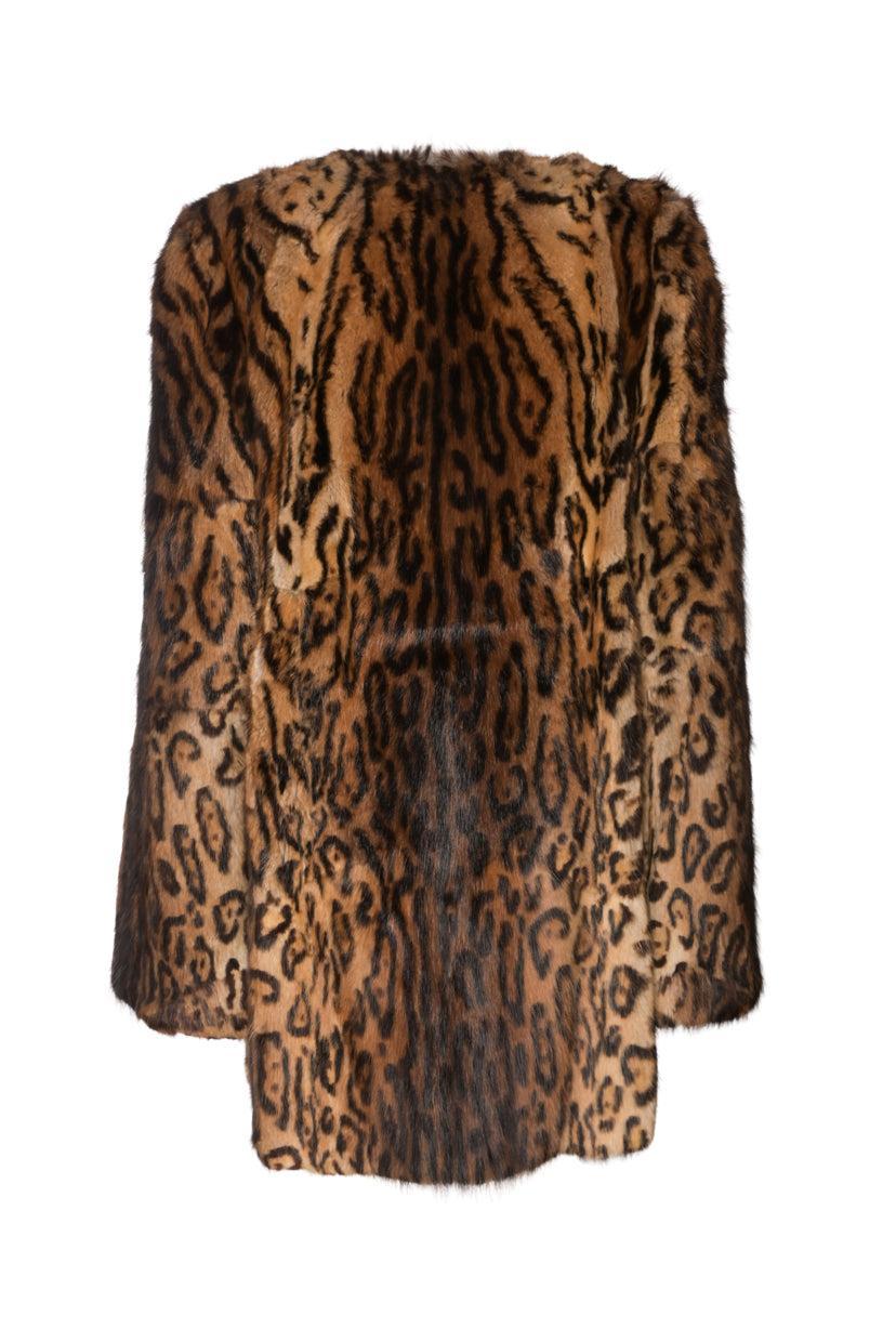 Holt Renfrew Furs Size M Birger Christensen Leopard Print Muskrat Coat