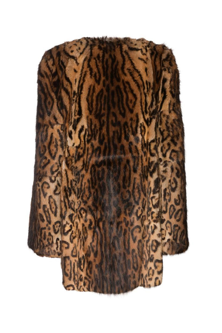 Holt Renfrew Furs Size M Birger Christensen Leopard Print Muskrat Coat