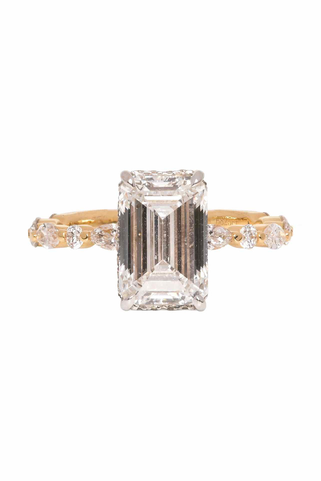 Simply Sublime Size 6 18K Yellow Gold & White Gold Emerald Cut Diamond Ring