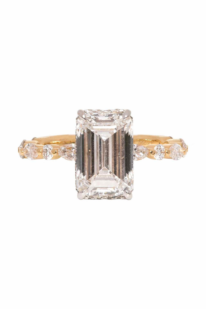 Simply Sublime Size 6 18K Yellow Gold & White Gold Emerald Cut Diamond Ring