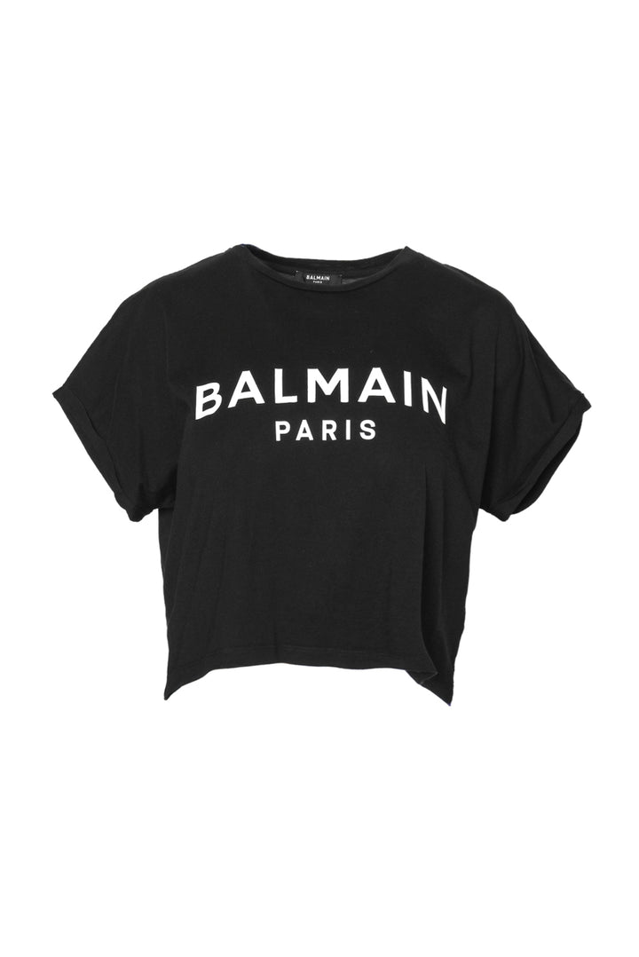 Balmain Size S Cropped Logo Tee