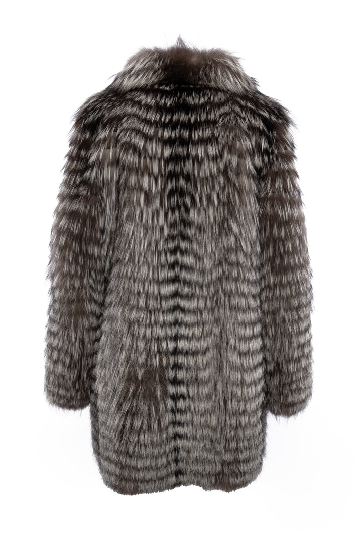 Escada Size M Silver Fox Fur Coat