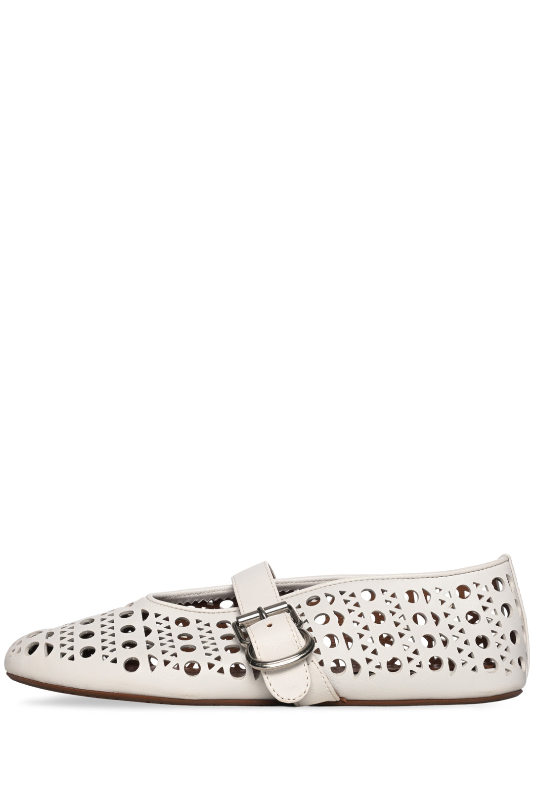 Alaia Size 37 Laser-cut Leather Ballerina Flats