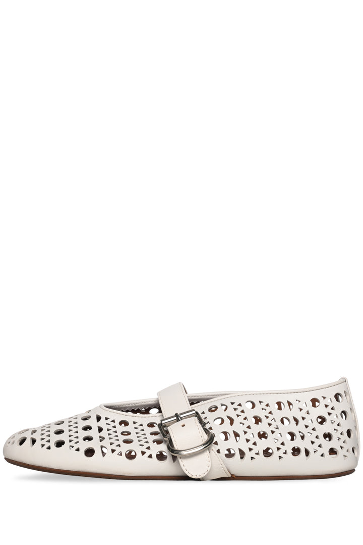 Alaia Size 37 Laser-cut Leather Ballerina Flats
