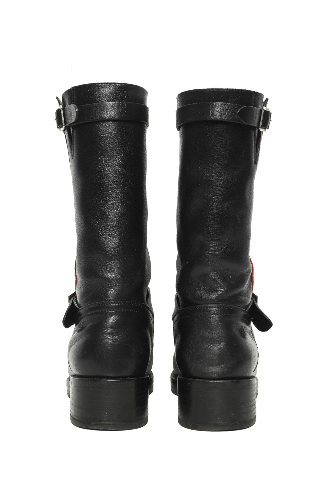 Dior Size 37.5 Leather Striped Motorcycle Boots