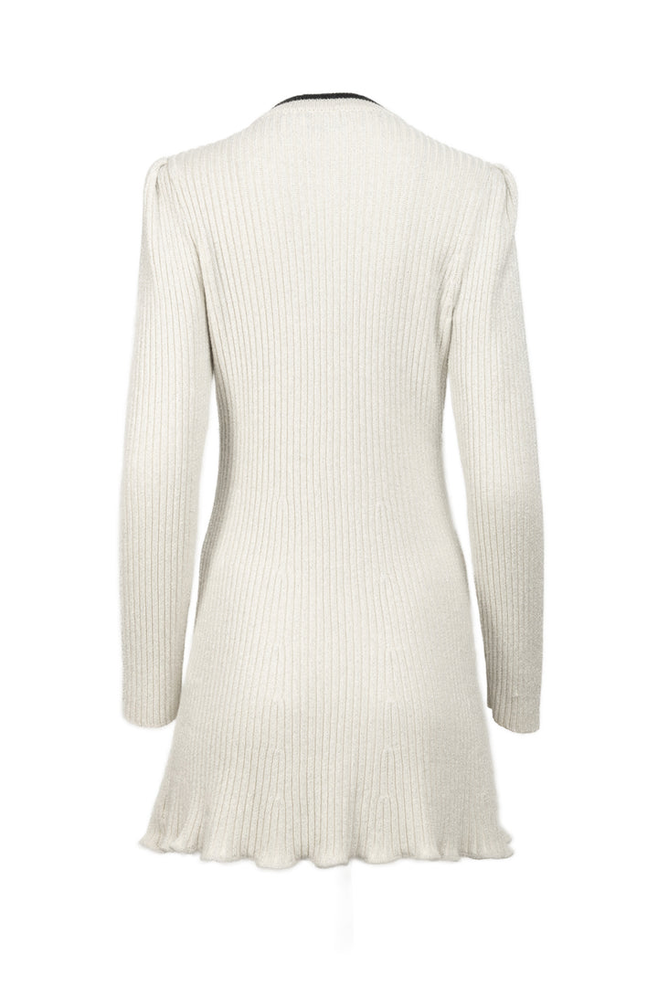 Self Portrait Size L Metallic Lurex Knit Dress