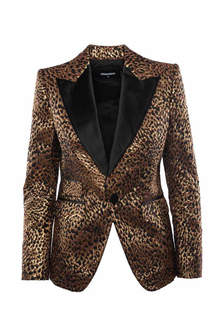 DSquared Size 40 Metallic Leopard Blazer