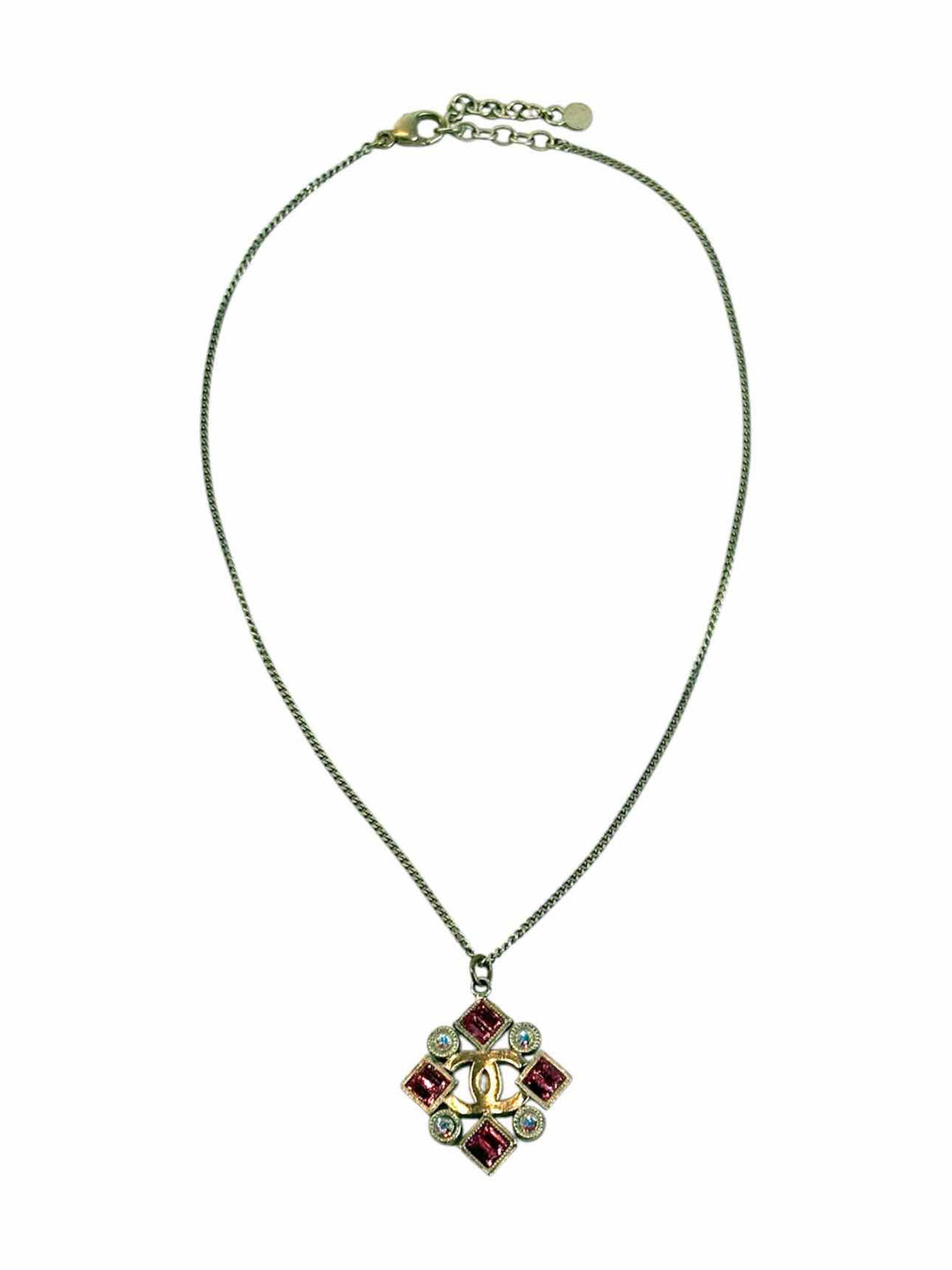 Chanel 2005 Baguette Crystal CC Pendant Necklace