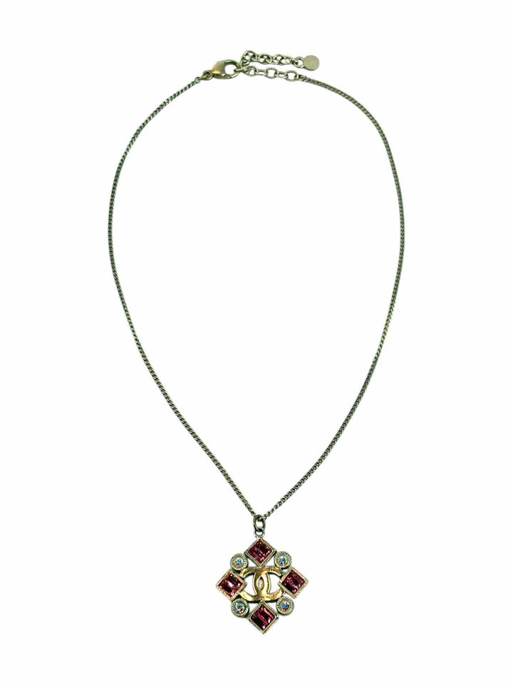 Chanel 2005 Baguette Crystal CC Pendant Necklace