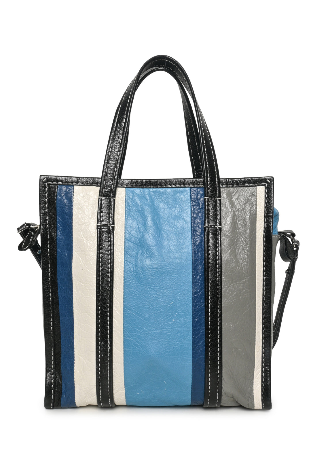 Balenciaga F/W 2017 Striped Lambskin Small Bazar Shopper Tote
