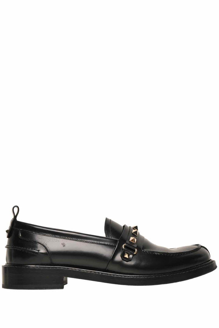 Valentino Size 38.5 Rockstud Accent Leather Loafers