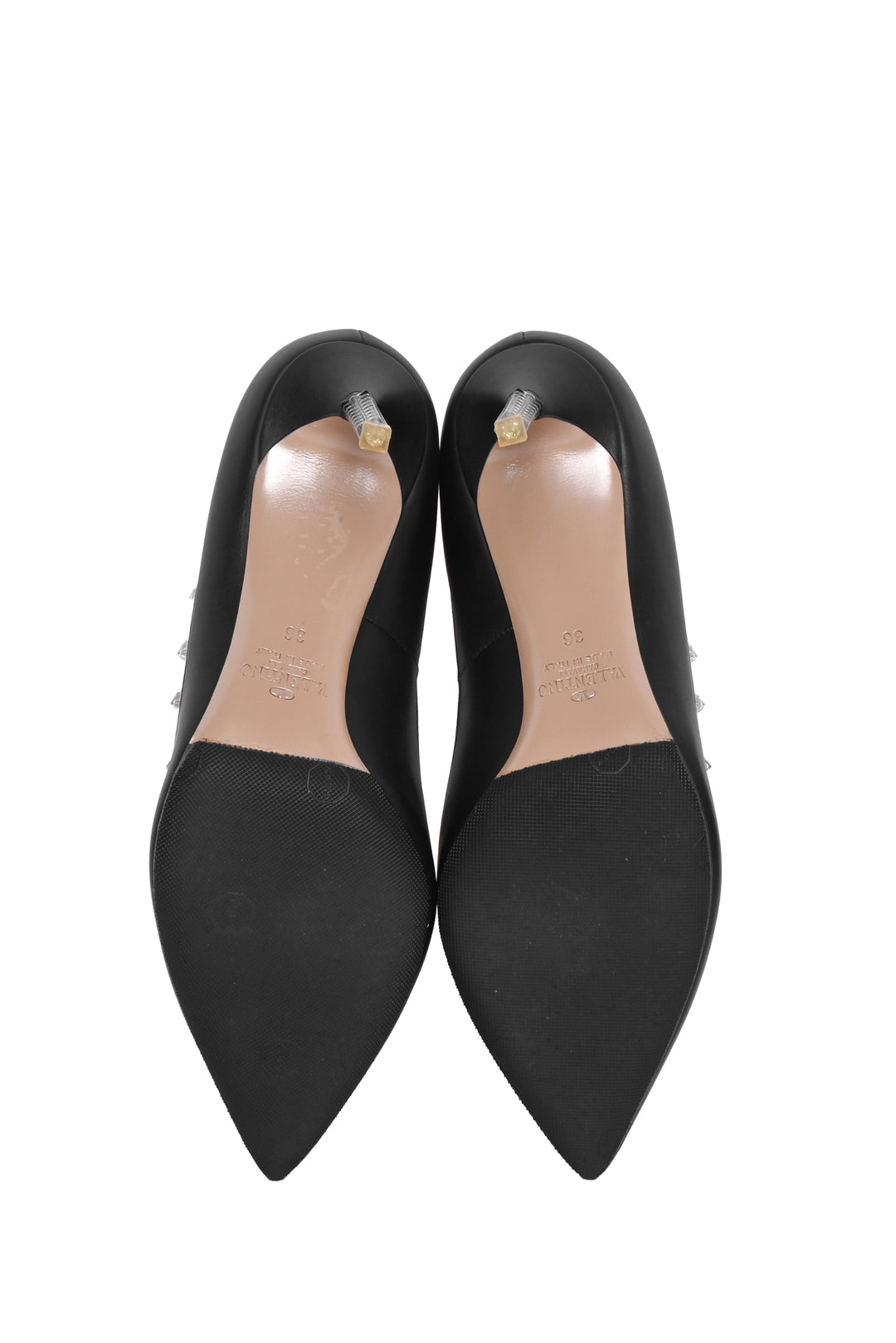 Valentino Size 36 Rockstud Leather & PVC Naked Pumps