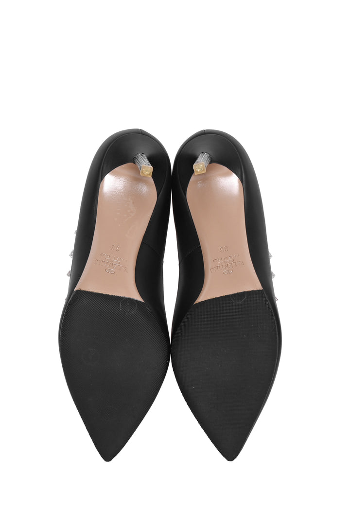 Valentino Size 36 Rockstud Leather & PVC Naked Pumps