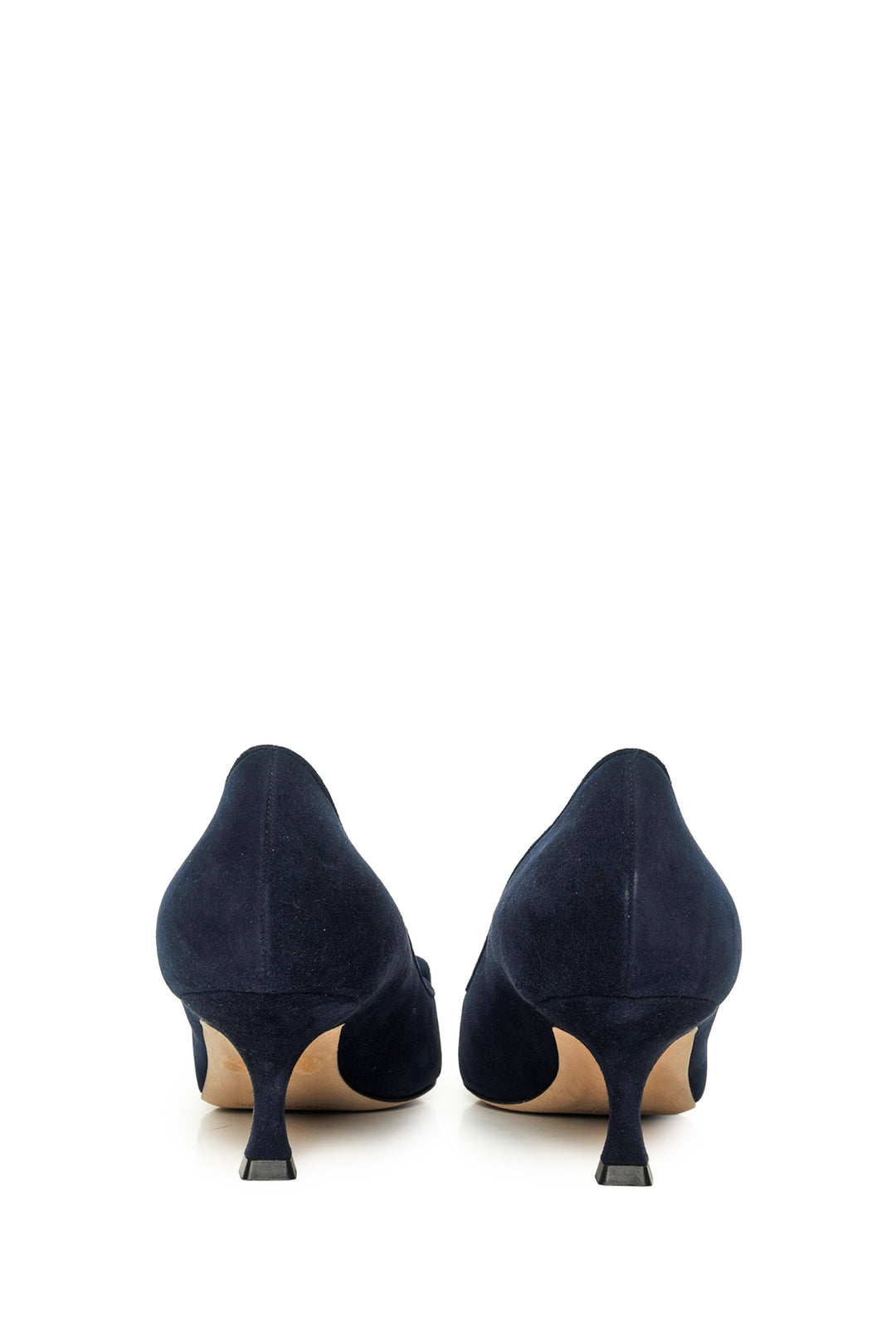 Manolo Blahnik Size 39 Navy Blue Suede Buckle Detail Pumps