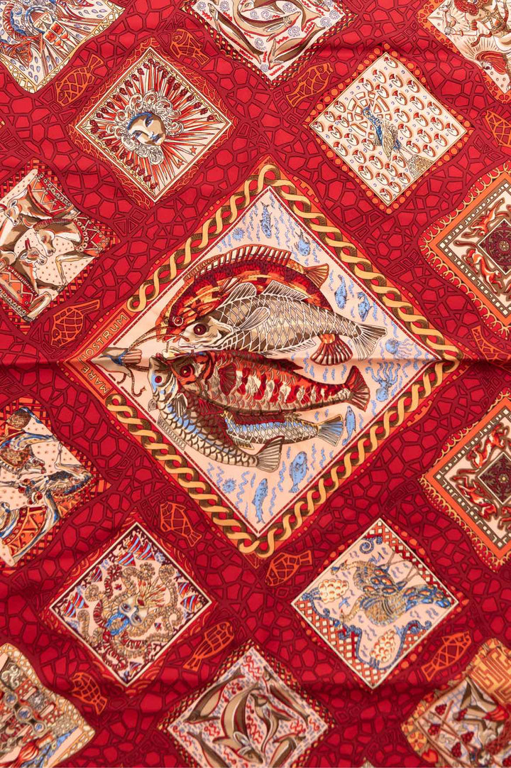 Hermes Mare Nostrum Print Silk Square Scarf