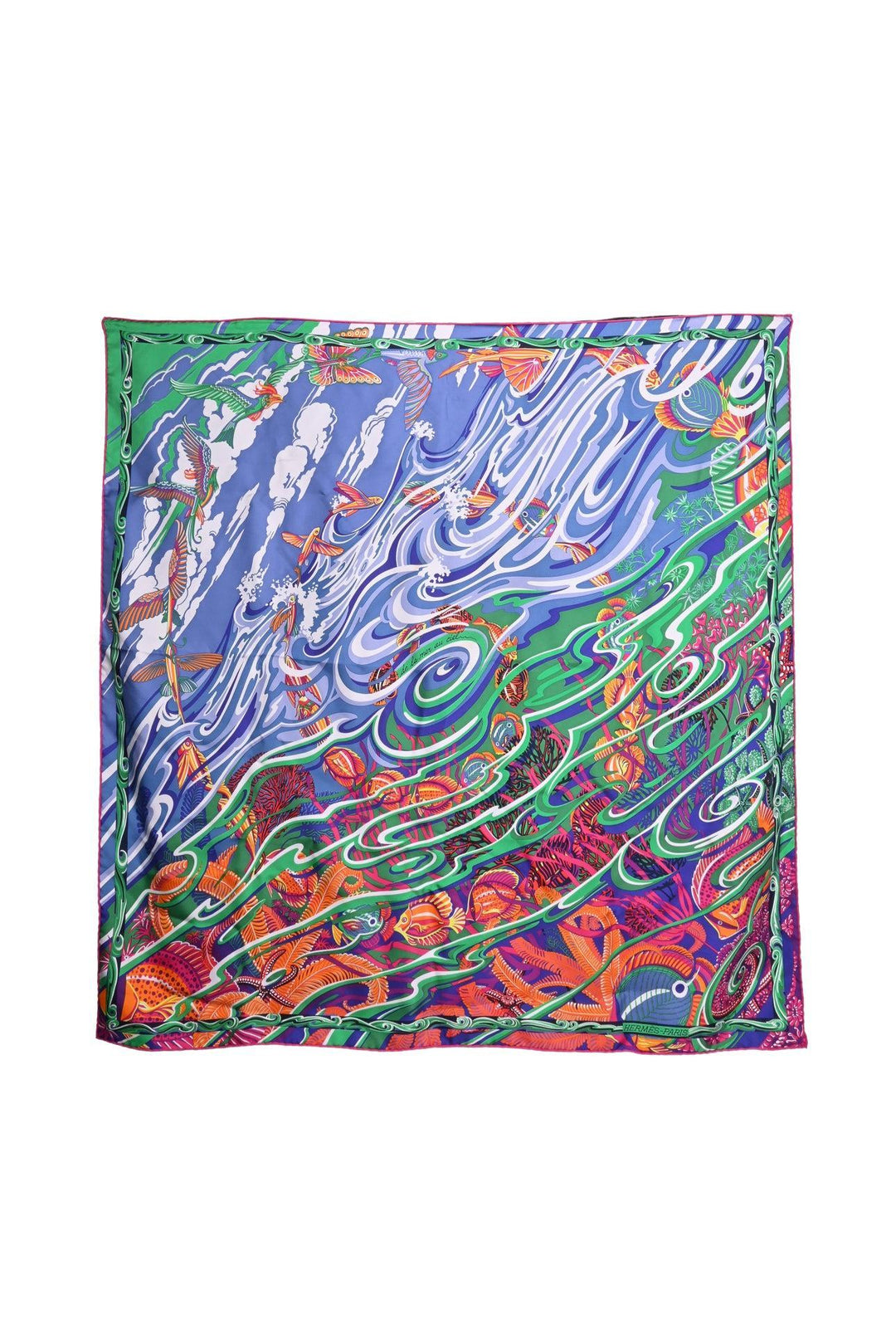 Hermes De La Mer Au Ciel Silk Scarf