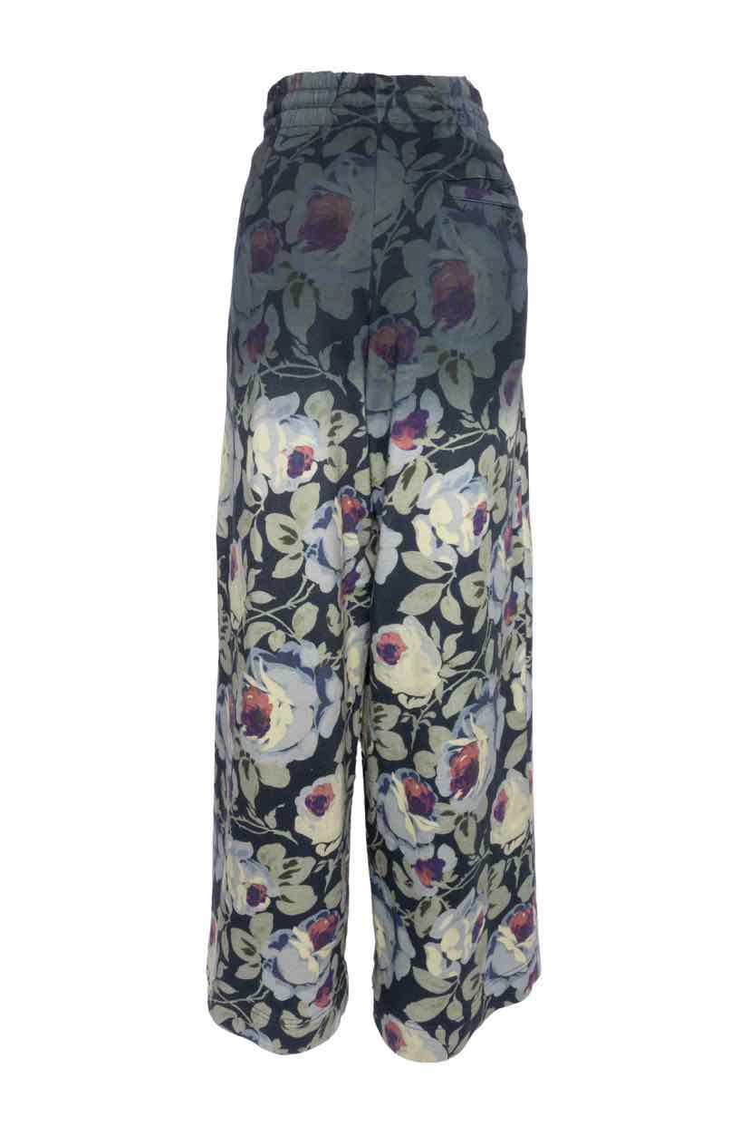 Dries Van Noten Size XS Dip Dyed Floral Print Cotton Wige Leg Pants