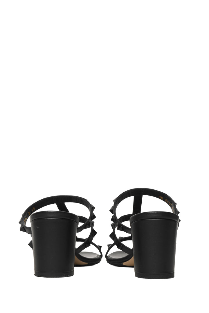 Valentino Size 39 Rockstud Calfskin Leather Slide Sandals