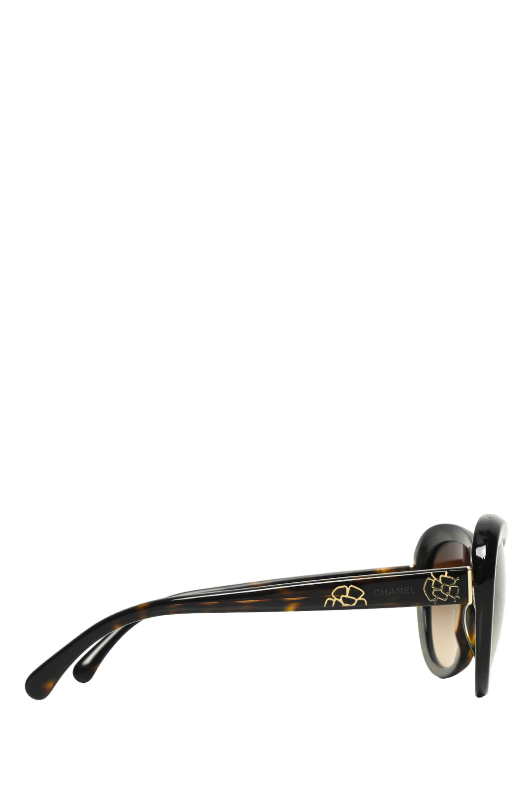 Chanel Tortoise Shell Frame Camellia Print Sunglasses