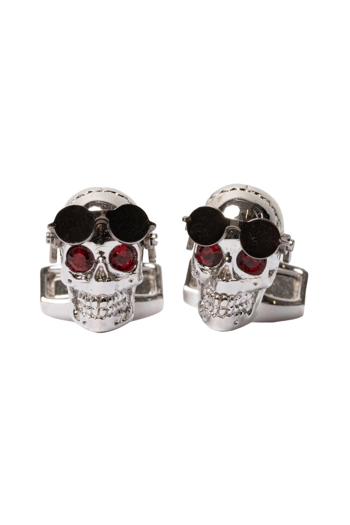 Tateossian Rhodium-Plated Skull Cufflinks