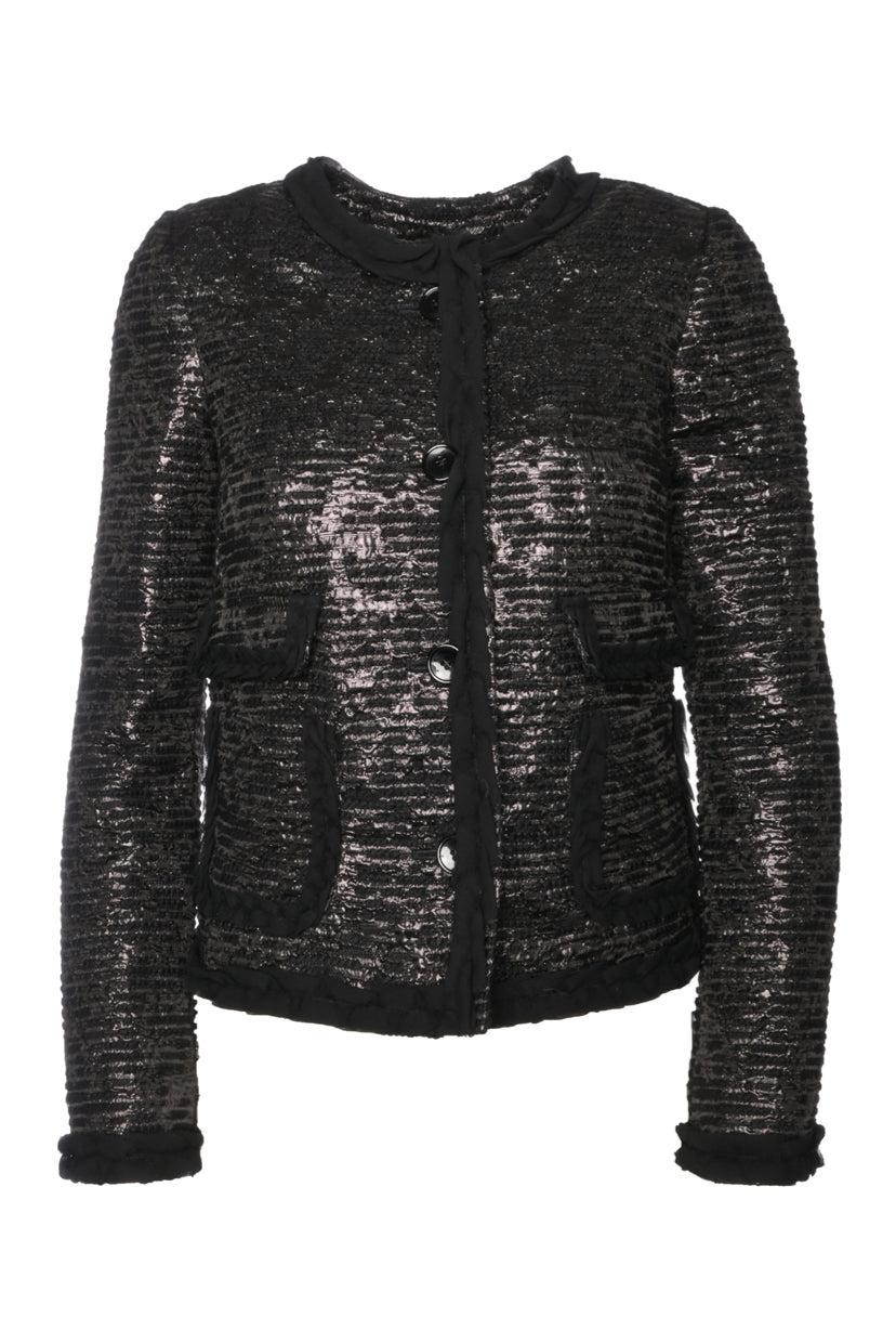 Dolce & Gabbana Size 36 Button-Up Metallic Tweed Jacket