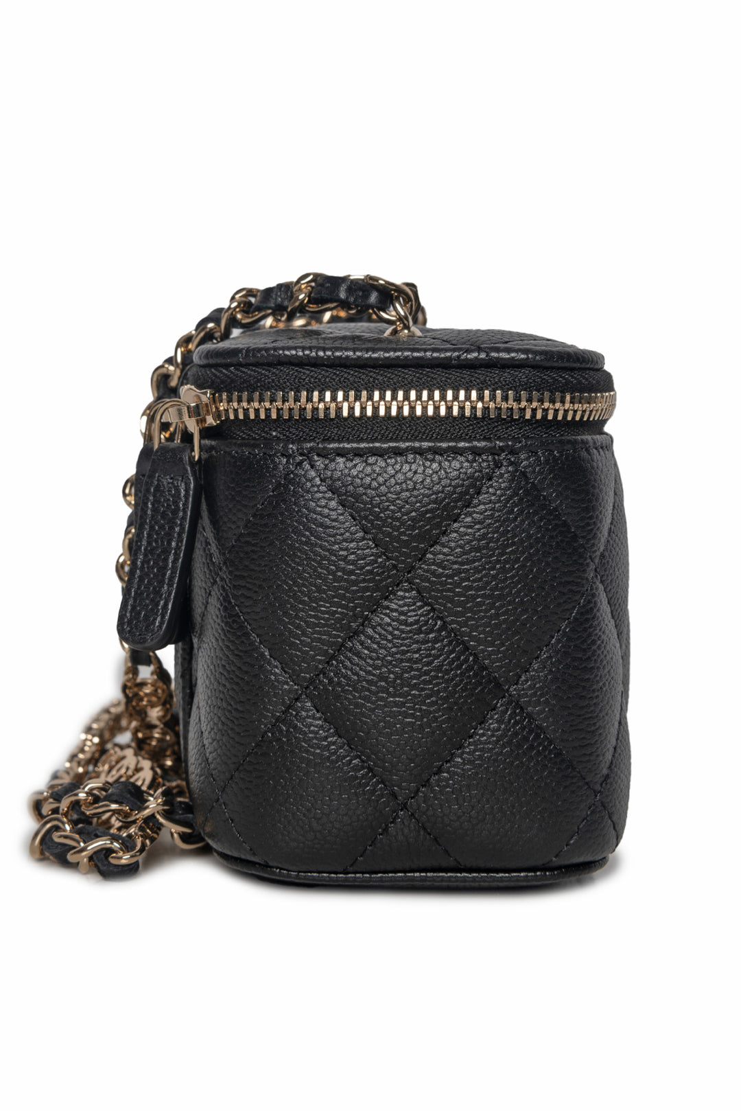 Chanel 2021 Caviar Black Mini Square Vanity Case CC Chain Crossbody