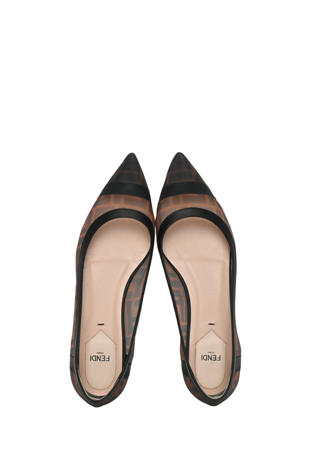 Fendi Size 38 Zucca Mesh Ballerina Flats