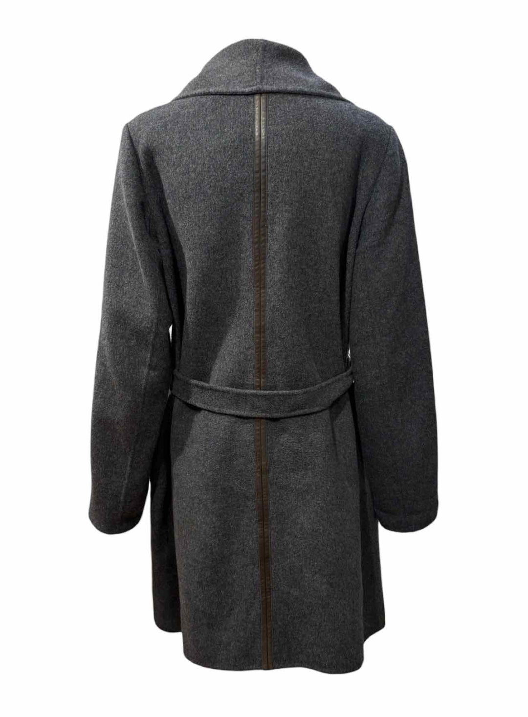 Vince Size L Wool Blend Leather Trim Coat